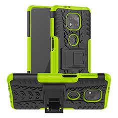 Silikon Hülle Handyhülle und Kunststoff Schutzhülle Hartschalen Tasche mit Ständer A03 für Motorola Moto G Power (2021) Grün
