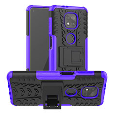 Silikon Hülle Handyhülle und Kunststoff Schutzhülle Hartschalen Tasche mit Ständer A03 für Motorola Moto G Power (2021) Violett