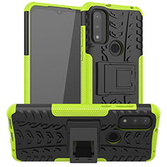 Silikon Hülle Handyhülle und Kunststoff Schutzhülle Hartschalen Tasche mit Ständer A03 für Motorola Moto G Pure Grün