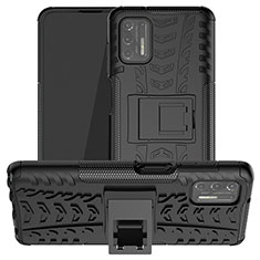 Silikon Hülle Handyhülle und Kunststoff Schutzhülle Hartschalen Tasche mit Ständer A03 für Motorola Moto G Stylus (2021) Schwarz