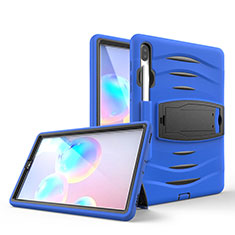 Silikon Hülle Handyhülle und Kunststoff Schutzhülle Hartschalen Tasche mit Ständer A03 für Samsung Galaxy Tab S6 10.5 SM-T860 Blau