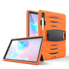 Silikon Hülle Handyhülle und Kunststoff Schutzhülle Hartschalen Tasche mit Ständer A03 für Samsung Galaxy Tab S6 10.5 SM-T860 Orange