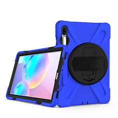 Silikon Hülle Handyhülle und Kunststoff Schutzhülle Hartschalen Tasche mit Ständer A04 für Samsung Galaxy Tab S6 10.5 SM-T860 Blau