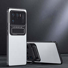 Silikon Hülle Handyhülle und Kunststoff Schutzhülle Hartschalen Tasche mit Ständer A06 für Xiaomi Mi 11 Ultra 5G Weiß