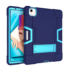 Silikon Hülle Handyhülle und Kunststoff Schutzhülle Hartschalen Tasche mit Ständer für Apple New iPad Air 10.9 (2020) Blau