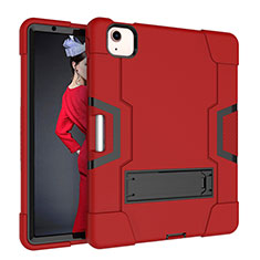Silikon Hülle Handyhülle und Kunststoff Schutzhülle Hartschalen Tasche mit Ständer für Apple New iPad Air 10.9 (2020) Rot