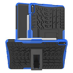 Silikon Hülle Handyhülle und Kunststoff Schutzhülle Hartschalen Tasche mit Ständer für Huawei MatePad Pro Blau