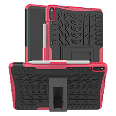 Silikon Hülle Handyhülle und Kunststoff Schutzhülle Hartschalen Tasche mit Ständer für Huawei MatePad Pro Rosa