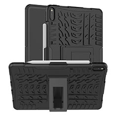 Silikon Hülle Handyhülle und Kunststoff Schutzhülle Hartschalen Tasche mit Ständer für Huawei MatePad Pro Schwarz