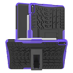 Silikon Hülle Handyhülle und Kunststoff Schutzhülle Hartschalen Tasche mit Ständer für Huawei MatePad Pro Violett
