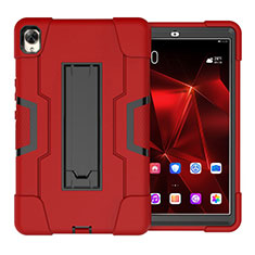 Silikon Hülle Handyhülle und Kunststoff Schutzhülle Hartschalen Tasche mit Ständer für Huawei MediaPad M6 10.8 Rot