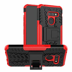Silikon Hülle Handyhülle und Kunststoff Schutzhülle Hartschalen Tasche mit Ständer für LG G8 ThinQ Rot