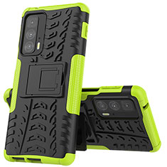 Silikon Hülle Handyhülle und Kunststoff Schutzhülle Hartschalen Tasche mit Ständer für Motorola Moto Edge 20 Pro 5G Grün