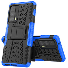 Silikon Hülle Handyhülle und Kunststoff Schutzhülle Hartschalen Tasche mit Ständer für Motorola Moto Edge S Pro 5G Blau