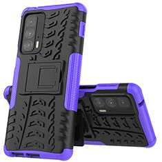 Silikon Hülle Handyhülle und Kunststoff Schutzhülle Hartschalen Tasche mit Ständer für Motorola Moto Edge S Pro 5G Violett