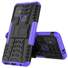 Silikon Hülle Handyhülle und Kunststoff Schutzhülle Hartschalen Tasche mit Ständer für Motorola Moto G10 Power Violett