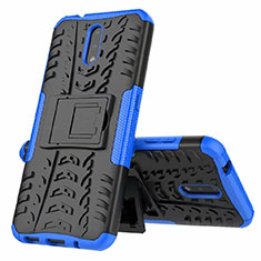 Silikon Hülle Handyhülle und Kunststoff Schutzhülle Hartschalen Tasche mit Ständer für Nokia 2.3 Blau