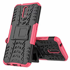 Silikon Hülle Handyhülle und Kunststoff Schutzhülle Hartschalen Tasche mit Ständer für Nokia 2.3 Rosa