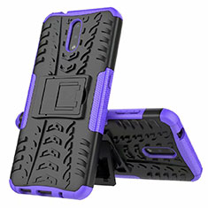 Silikon Hülle Handyhülle und Kunststoff Schutzhülle Hartschalen Tasche mit Ständer für Nokia 2.3 Violett
