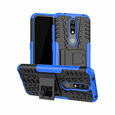 Silikon Hülle Handyhülle und Kunststoff Schutzhülle Hartschalen Tasche mit Ständer für Nokia 4.2 Blau