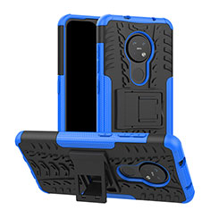 Silikon Hülle Handyhülle und Kunststoff Schutzhülle Hartschalen Tasche mit Ständer für Nokia 7.2 Blau