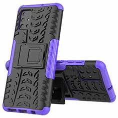 Silikon Hülle Handyhülle und Kunststoff Schutzhülle Hartschalen Tasche mit Ständer für Samsung Galaxy A51 4G Violett