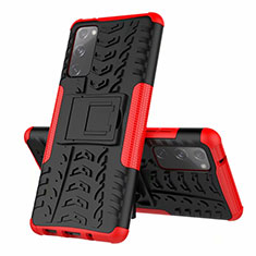 Silikon Hülle Handyhülle und Kunststoff Schutzhülle Hartschalen Tasche mit Ständer für Samsung Galaxy S20 FE (2022) 5G Rot