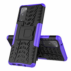 Silikon Hülle Handyhülle und Kunststoff Schutzhülle Hartschalen Tasche mit Ständer für Samsung Galaxy S20 FE 5G Violett
