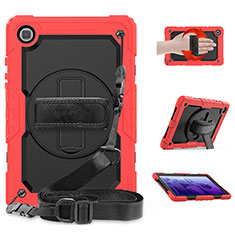 Silikon Hülle Handyhülle und Kunststoff Schutzhülle Hartschalen Tasche mit Ständer für Samsung Galaxy Tab A7 Wi-Fi 10.4 SM-T500 Rot