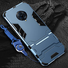 Silikon Hülle Handyhülle und Kunststoff Schutzhülle Hartschalen Tasche mit Ständer für Vivo Nex 3 5G Blau
