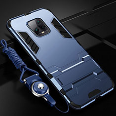 Silikon Hülle Handyhülle und Kunststoff Schutzhülle Hartschalen Tasche mit Ständer für Xiaomi Redmi 10X Pro 5G Blau