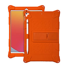 Silikon Hülle Handyhülle und Kunststoff Schutzhülle Hartschalen Tasche mit Ständer H01 für Apple iPad 10.2 (2020) Orange