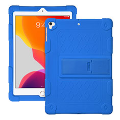 Silikon Hülle Handyhülle und Kunststoff Schutzhülle Hartschalen Tasche mit Ständer H01 für Apple iPad Pro 9.7 Blau