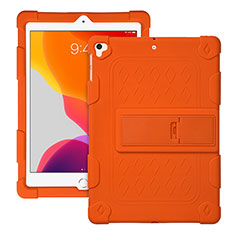 Silikon Hülle Handyhülle und Kunststoff Schutzhülle Hartschalen Tasche mit Ständer H01 für Apple iPad Pro 9.7 Orange