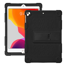 Silikon Hülle Handyhülle und Kunststoff Schutzhülle Hartschalen Tasche mit Ständer H01 für Apple iPad Pro 9.7 Schwarz