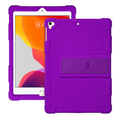 Silikon Hülle Handyhülle und Kunststoff Schutzhülle Hartschalen Tasche mit Ständer H01 für Apple iPad Pro 9.7 Violett
