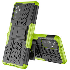 Silikon Hülle Handyhülle und Kunststoff Schutzhülle Hartschalen Tasche mit Ständer J01X für Samsung Galaxy A05s Grün