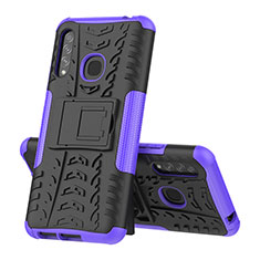 Silikon Hülle Handyhülle und Kunststoff Schutzhülle Hartschalen Tasche mit Ständer J01X für Samsung Galaxy A70E Violett