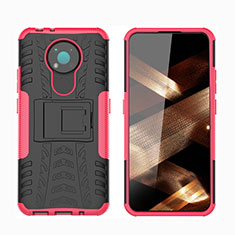 Silikon Hülle Handyhülle und Kunststoff Schutzhülle Hartschalen Tasche mit Ständer JX1 für Nokia 3.4 Pink