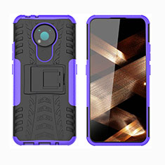 Silikon Hülle Handyhülle und Kunststoff Schutzhülle Hartschalen Tasche mit Ständer JX1 für Nokia 3.4 Violett