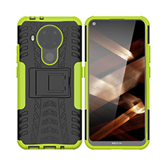 Silikon Hülle Handyhülle und Kunststoff Schutzhülle Hartschalen Tasche mit Ständer JX1 für Nokia 5.4 Grün