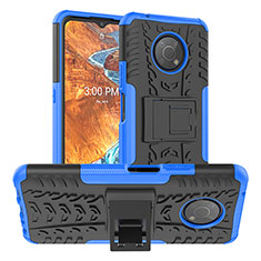 Silikon Hülle Handyhülle und Kunststoff Schutzhülle Hartschalen Tasche mit Ständer JX1 für Nokia G300 5G Blau