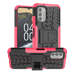 Silikon Hülle Handyhülle und Kunststoff Schutzhülle Hartschalen Tasche mit Ständer JX1 für Nokia G400 5G Pink