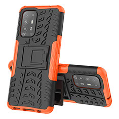 Silikon Hülle Handyhülle und Kunststoff Schutzhülle Hartschalen Tasche mit Ständer JX1 für Oppo A94 5G Orange