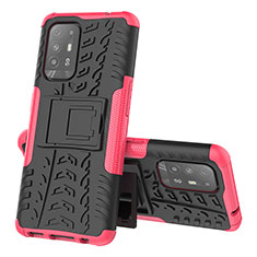 Silikon Hülle Handyhülle und Kunststoff Schutzhülle Hartschalen Tasche mit Ständer JX1 für Oppo A94 5G Pink