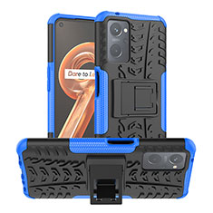 Silikon Hülle Handyhülle und Kunststoff Schutzhülle Hartschalen Tasche mit Ständer JX1 für Oppo A96 4G Blau