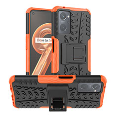 Silikon Hülle Handyhülle und Kunststoff Schutzhülle Hartschalen Tasche mit Ständer JX1 für Oppo A96 4G Orange