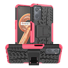 Silikon Hülle Handyhülle und Kunststoff Schutzhülle Hartschalen Tasche mit Ständer JX1 für Oppo A96 4G Pink