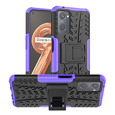 Silikon Hülle Handyhülle und Kunststoff Schutzhülle Hartschalen Tasche mit Ständer JX1 für Oppo A96 4G Violett