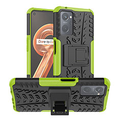Silikon Hülle Handyhülle und Kunststoff Schutzhülle Hartschalen Tasche mit Ständer JX1 für Realme 9i 4G Grün